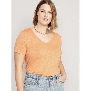 NWT Old Navy Women's Short Sleeve Luxe V-Neck Slub Knit Tee Shirt Orange XL